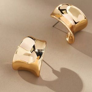 Anthropologie | Curved Metal Earrings | One Size | GOLD | NEW WITH TAGS